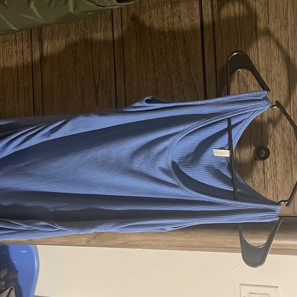 PinkBlush blue Sleeveless Ribbed Fitted Maternity Dress- Like New
